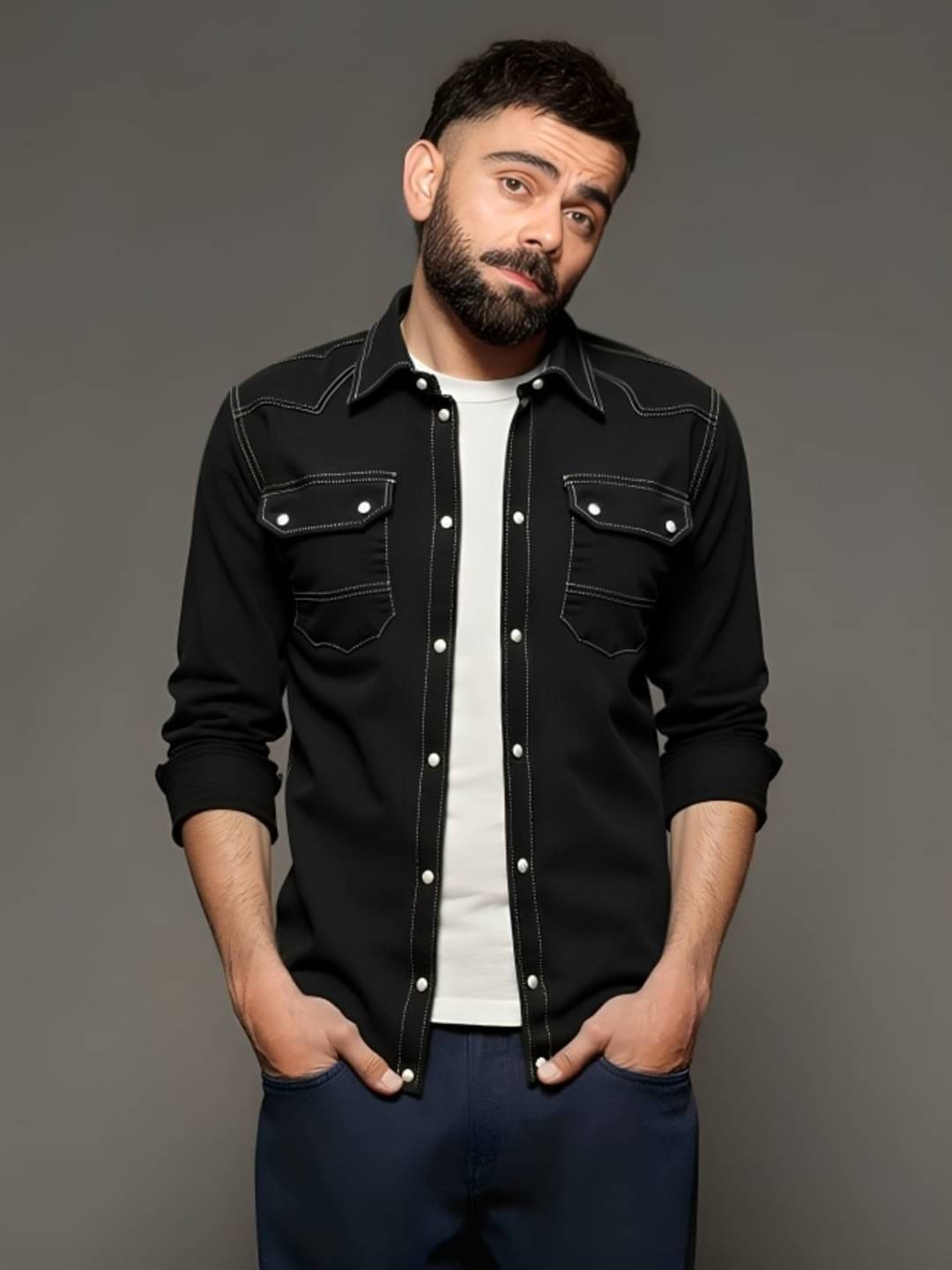 MAYKR Denim Regular Fit Solids Full Sleeves Men's Casual Shirt - Black ( Pack of 1 ) MAYKR Denim Regular Fit Solids Full Sleeves Men's Casual Shirt - Black ( Pack of 1 )