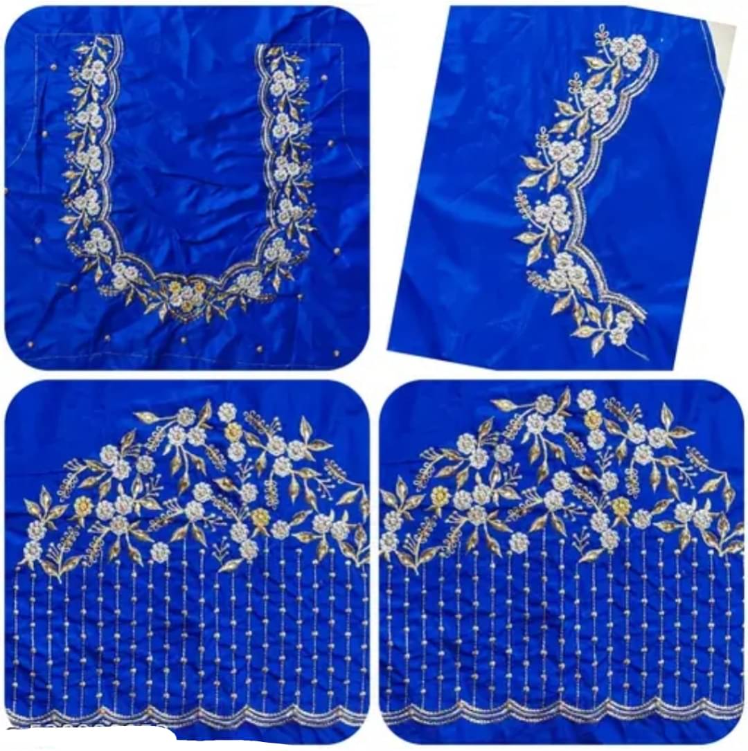     			MAYRAAFASHION Silk Unstitched U-Neck Women's Blouse ( Blue )