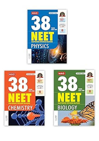 MTG 38 Years NEET Previous Year Solved Question Papers with NEET PYQ Chapterwise Topicwise Solutions - Physics, Chemistry     			MTG 38 Years NEET Previous Year Solved Question Papers with NEET PYQ Chapterwise Topicwise Solutions - Physics, Chemistry