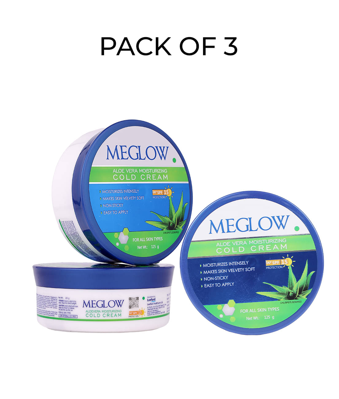 Meglow Aloe Vera Moisturizing Cold Cream for Dry Skin with SPF 15 Protection 50g ( Pack of 3 )     			Meglow Aloe Vera Moisturizing Cold Cream for Dry Skin with SPF 15 Protection 50g ( Pack of 3 )