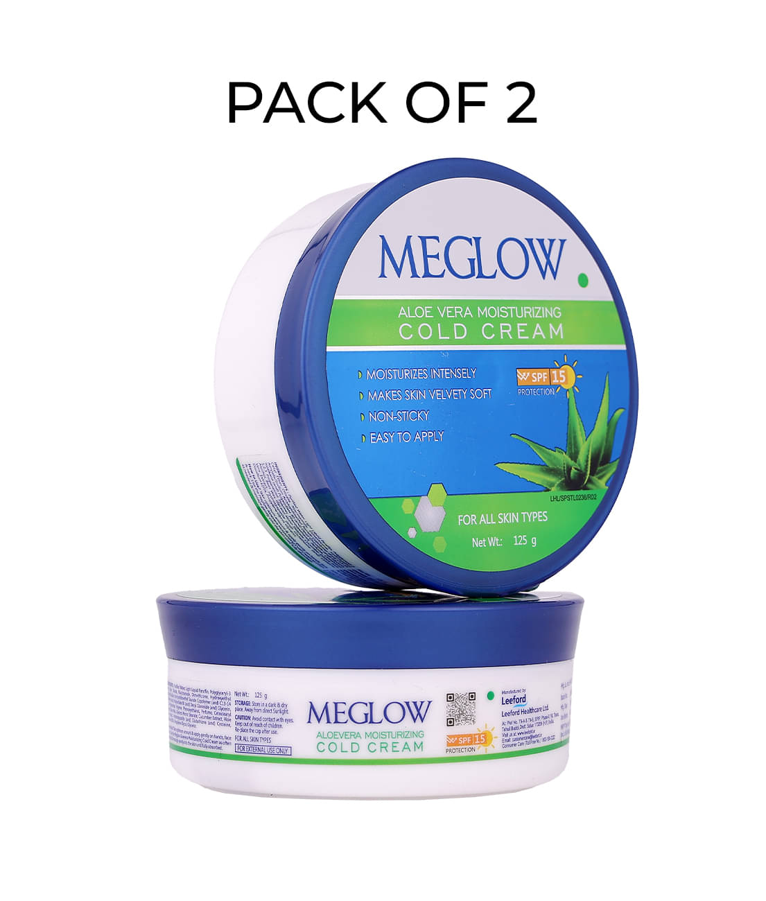 Meglow Aloe Vera Moisturizing Cold Cream for Dry Skin with SPF 15 Protection 50g ( Pack of 2 )     			Meglow Aloe Vera Moisturizing Cold Cream for Dry Skin with SPF 15 Protection 50g ( Pack of 2 )