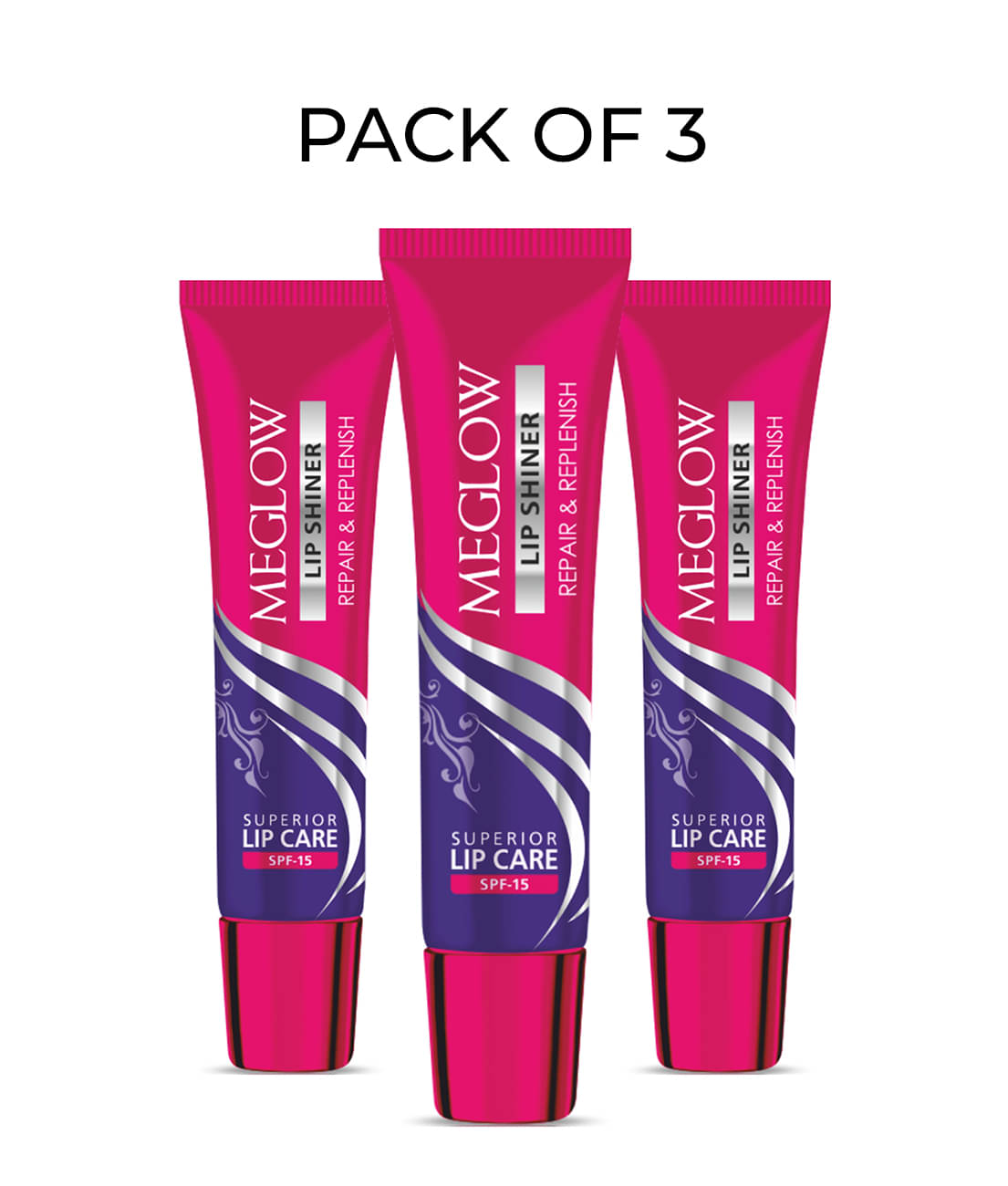     			Meglow Lip Shiner with SPF 15 Protection with Nourishment Jojoba Oil 15g ( Pack of 3 )