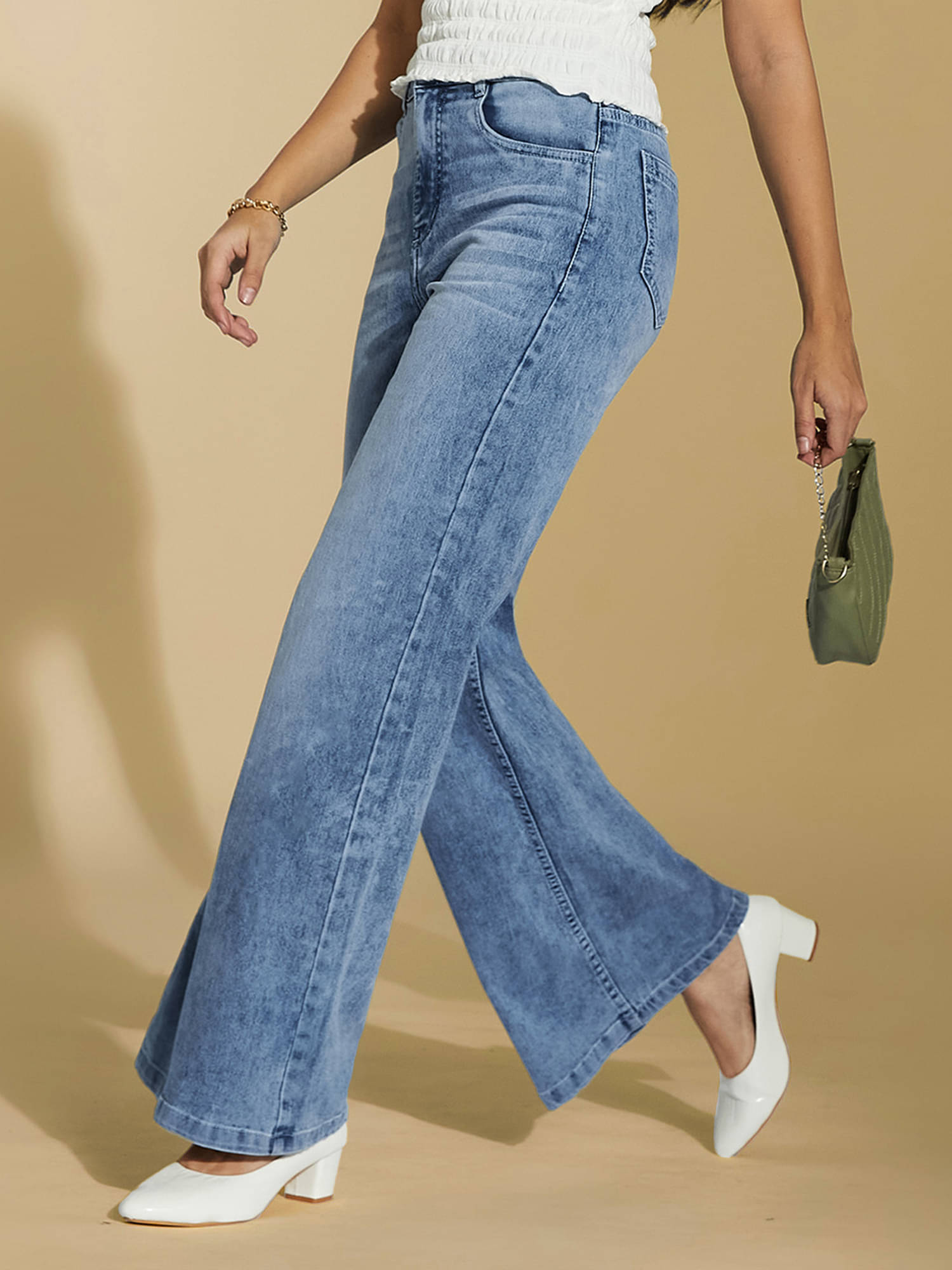     			Miss Chase Women's Wide Leg High-Rise Jeans ( Blue )