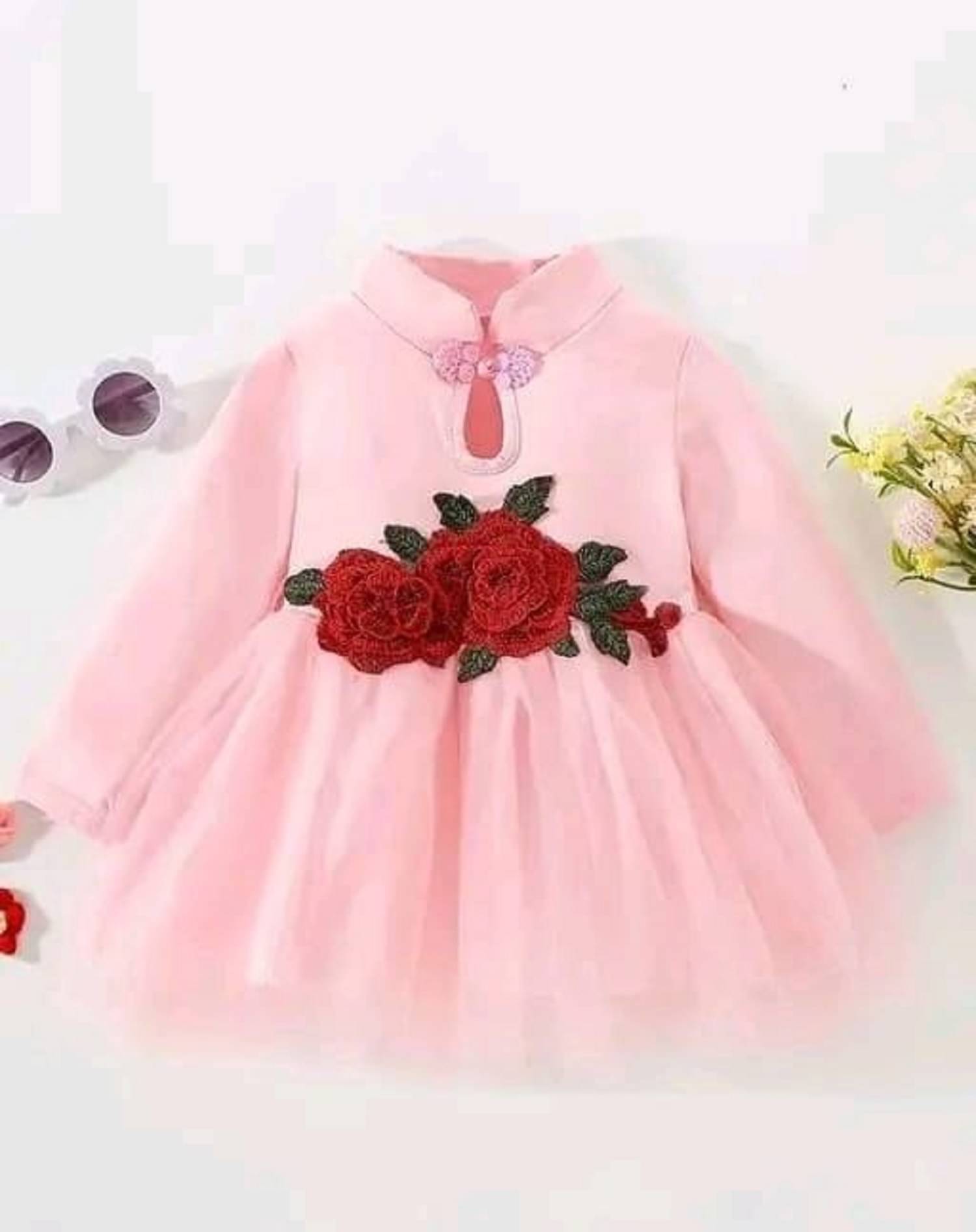     			Mullick the designer Net Frock For Girls ( Pack of 1 , Pink )