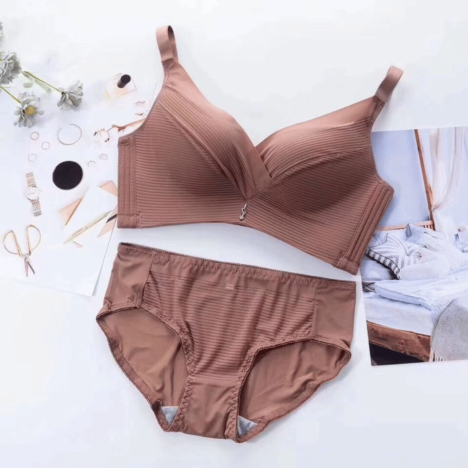     			O'Womaniyah Cotton Lycra Lightly Padded Bra & Panty Set ( Brown , Pack of 1 )