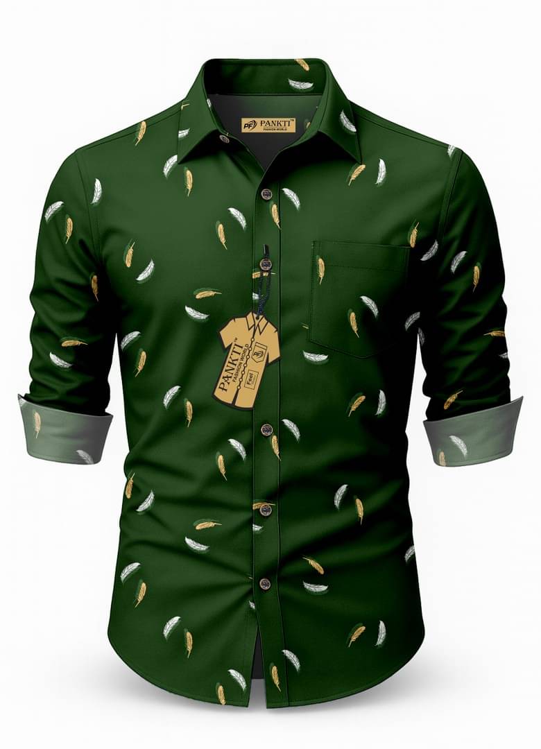     			PANKTI FASHION 100% Cotton Regular Fit Printed Full Sleeves Men's Casual Shirt - Green ( Pack of 1 )