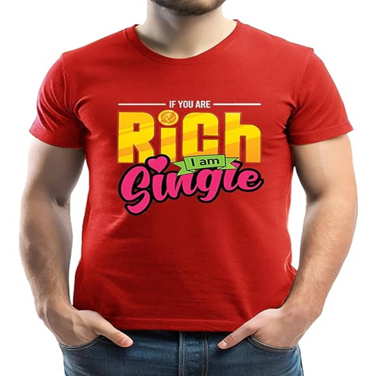    			PUGAROO Men 100% Cotton Regular Fit Printed T-Shirt ( Red )