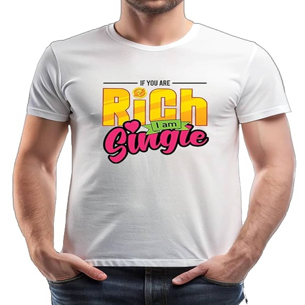     			PUGAROO Men 100% Cotton Regular Fit Printed T-Shirt ( White )