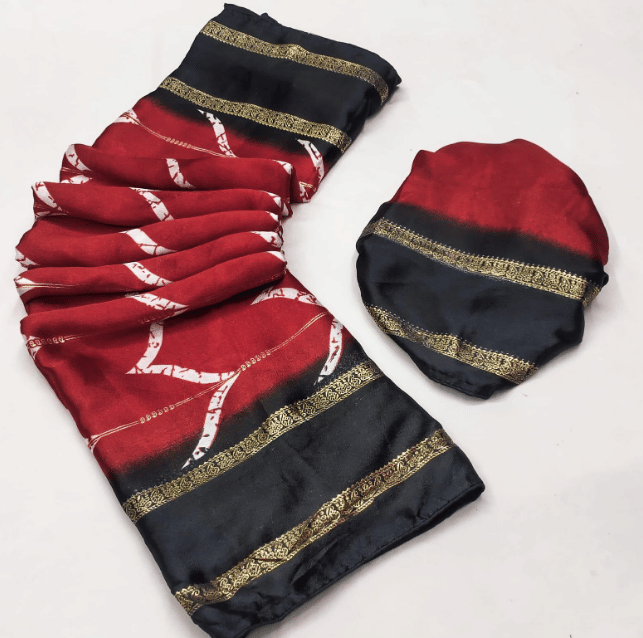     			R K S M Chiffon Printed Regular Saree With Unstitched Blouse Piece ( Red )