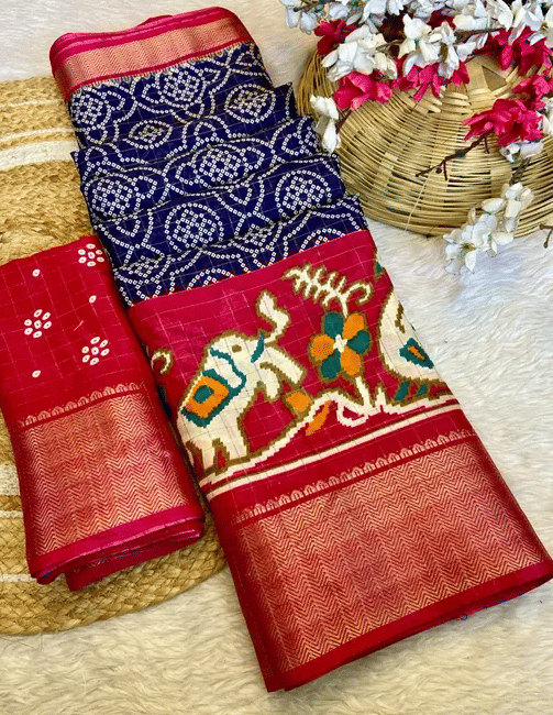     			R K S M Cotton Silk Printed Regular Saree With Unstitched Blouse Piece ( Blue )