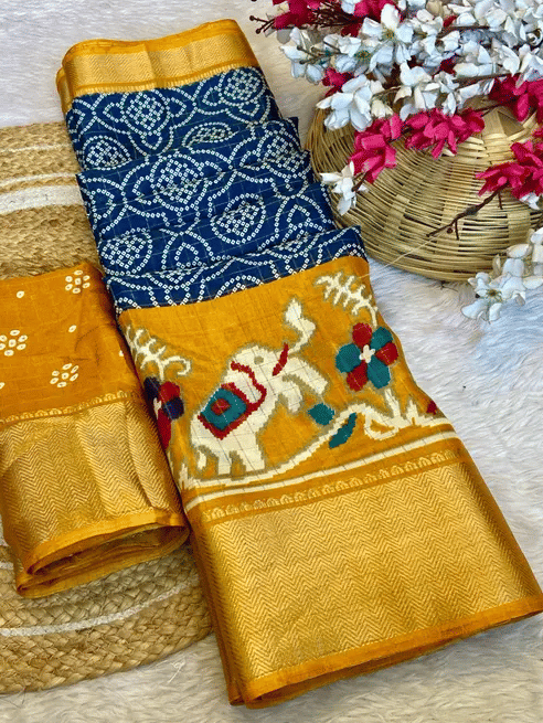     			R K S M Cotton Silk Printed Regular Saree With Unstitched Blouse Piece ( Teal )