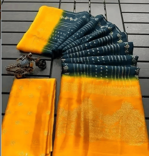     			R K S M Georgette Printed Regular Saree With Unstitched Blouse Piece ( Teal )