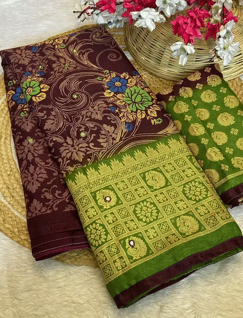 R K S M Jute Printed Regular Saree With Unstitched Blouse Piece ( Purple ) R K S M Jute Printed Regular Saree With Unstitched Blouse Piece ( Purple )