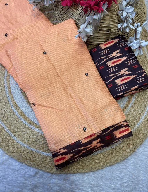 R K S M Jute Solid Regular Saree With Unstitched Blouse Piece ( Peach ) R K S M Jute Solid Regular Saree With Unstitched Blouse Piece ( Peach )