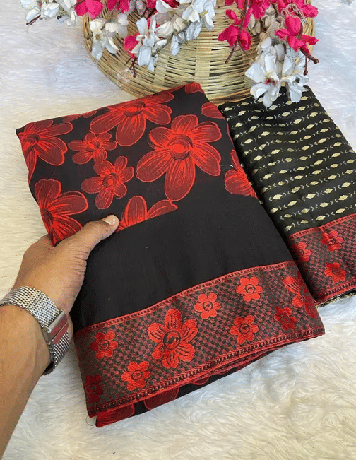     			R K S M Silk Printed Regular Saree With Unstitched Blouse Piece ( Red )