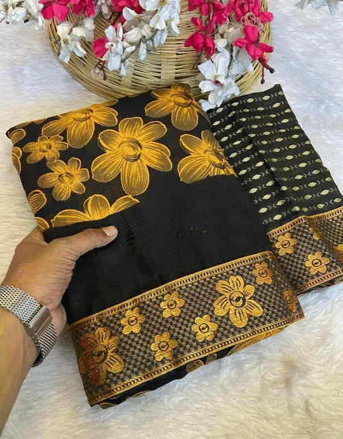     			R K S M Silk Printed Regular Saree With Unstitched Blouse Piece ( Yellow )