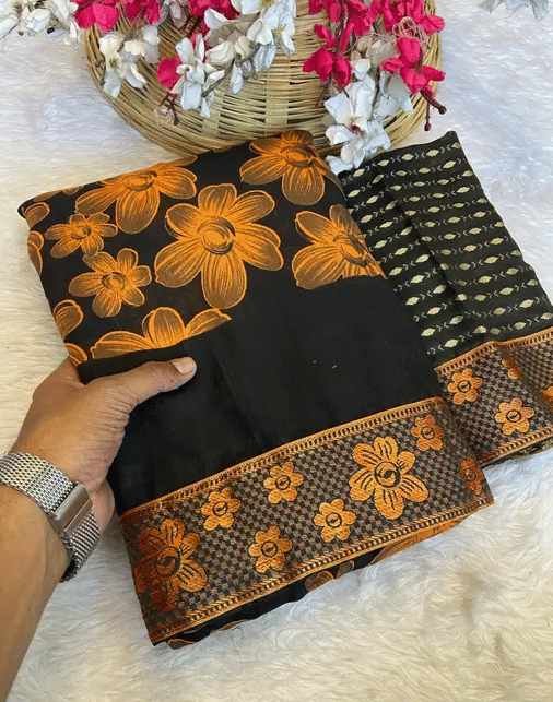 R K S M Silk Printed Regular Saree With Unstitched Blouse Piece ( Orange ) R K S M Silk Printed Regular Saree With Unstitched Blouse Piece ( Orange )