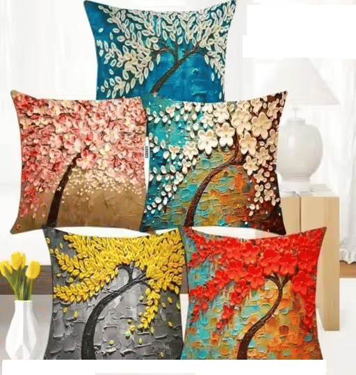     			R2H2 - Pack of 5 Others Abstract Regular Pillow Cover ( 40.64 cm(16) x 40.64 cm(16) ) - White