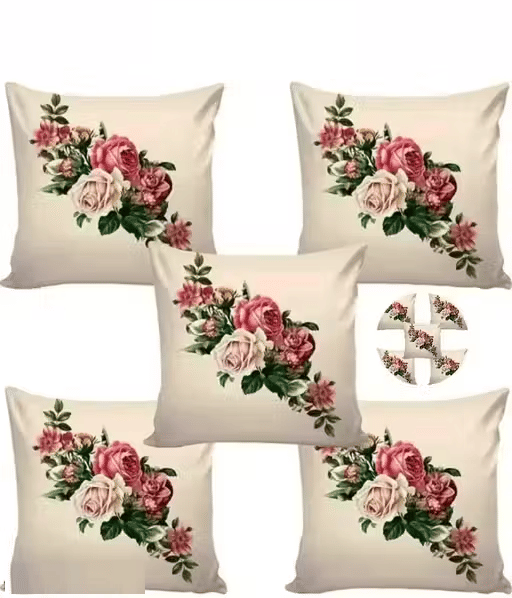     			R2H2 - Pack of 5 Others Abstract Regular Pillow Cover ( 40.64 cm(16) x 40.64 cm(16) ) - Beige