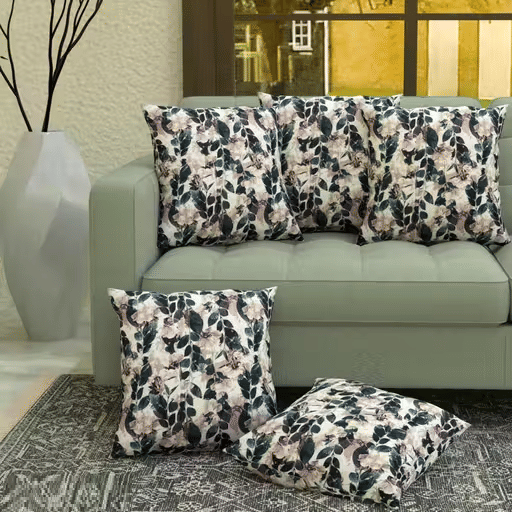     			R2H2 - Pack of 5 Velvet Abstract Regular Pillow Cover ( 40.64 cm(16) x 40.64 cm(16) ) - Blue