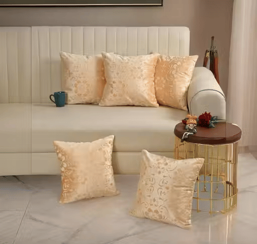 R2H2 - Pack of 5 Velvet Abstract Regular Pillow Cover ( 40.64 cm(16) x 40.64 cm(16) ) - Beige R2H2 - Pack of 5 Velvet Abstract Regular Pillow Cover ( 40.64 cm(16) x 40.64 cm(16) ) - Beige