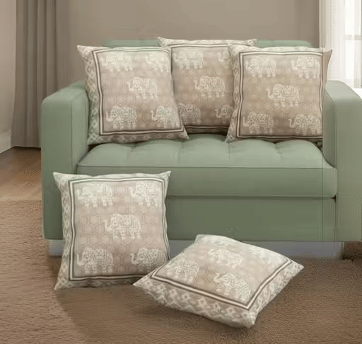     			R2H2 - Pack of 5 Velvet Abstract Regular Pillow Cover ( 40.64 cm(16) x 40.64 cm(16) ) - Beige