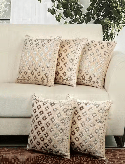     			R2H2 - Pack of 5 Velvet Abstract Regular Pillow Cover ( 40.64 cm(16) x 40.64 cm(16) ) - Brown