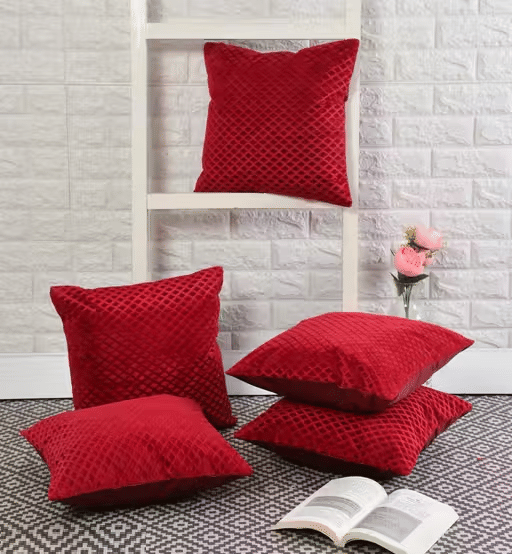 R2H2 - Pack of 5 Velvet Abstract Regular Pillow Cover ( 40.64 cm(16) x 40.64 cm(16) ) - White R2H2 - Pack of 5 Velvet Abstract Regular Pillow Cover ( 40.64 cm(16) x 40.64 cm(16) ) - White