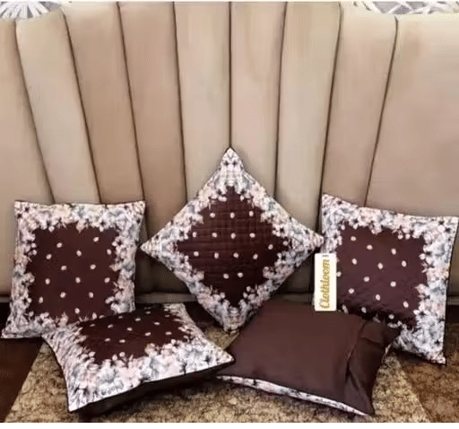     			R2H2 - Pack of 5 Velvet Abstract Regular Pillow Cover ( 40.64 cm(16) x 40.64 cm(16) ) - Grey