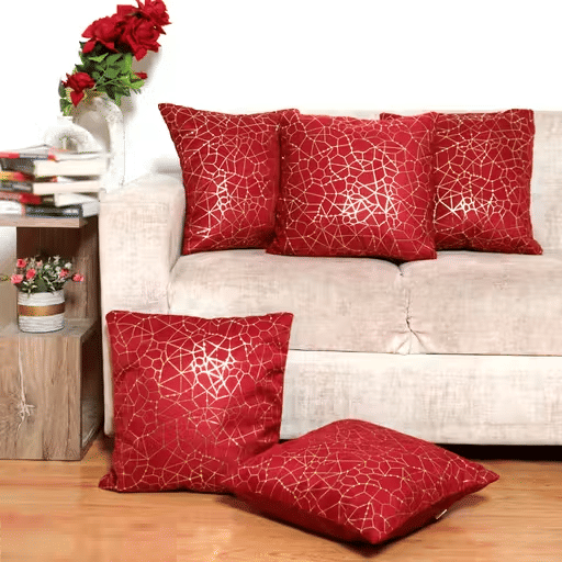     			R2H2 - Pack of 5 Velvet Abstract Regular Pillow Cover ( 40.64 cm(16) x 40.64 cm(16) ) - Brown