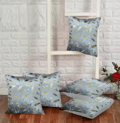     			R2H2 - Pack of 5 Velvet Abstract Regular Pillow Cover ( 40.64 cm(16) x 40.64 cm(16) ) - White