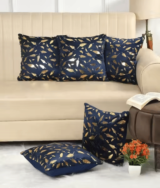 R2H2 - Pack of 5 Velvet Abstract Regular Pillow Cover ( 40.64 cm(16) x 40.64 cm(16) ) - Beige R2H2 - Pack of 5 Velvet Abstract Regular Pillow Cover ( 40.64 cm(16) x 40.64 cm(16) ) - Beige