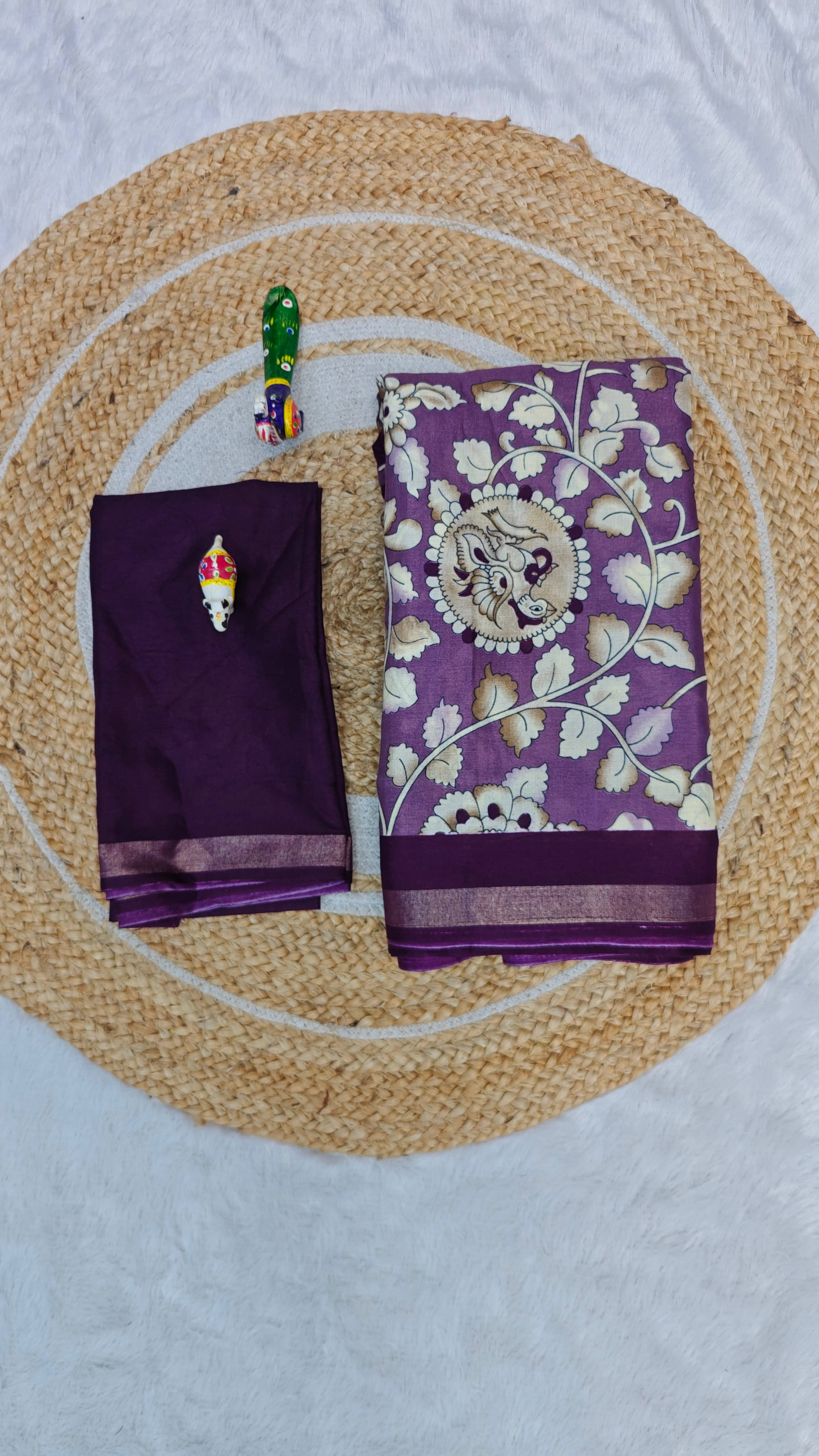     			SHIRODHARI Cotton Blend Printed Sambalpuri Saree With Unstitched Blouse Piece ( Lavender )