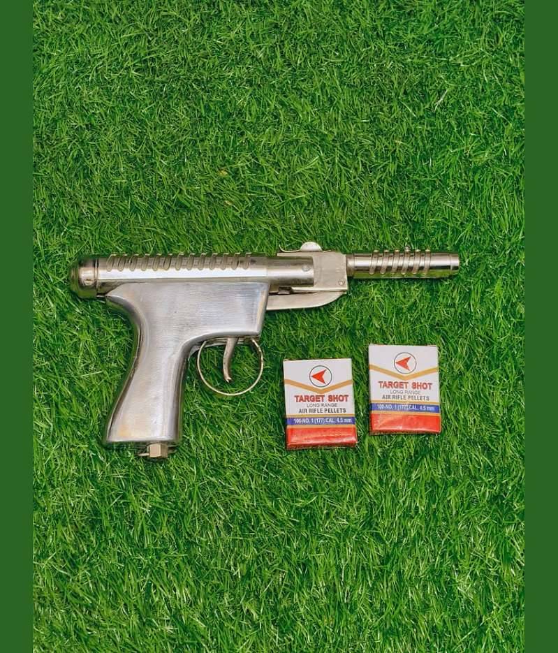 Silver Dynamic air gun toy kids practice purpose 200 pellets free     			Silver Dynamic air gun toy kids practice purpose 200 pellets free