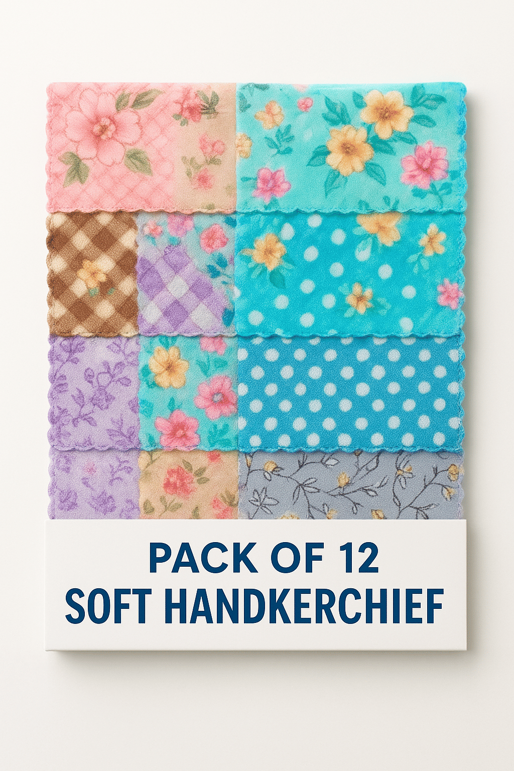     			Ultra  Ladies Soft  Handkerchief, Multicolour, Pack of 12 - Multiprints