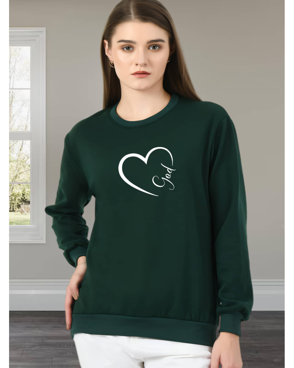     			Unicus Apparel Women Fleece Round Neck Sweatshirt ( Green )