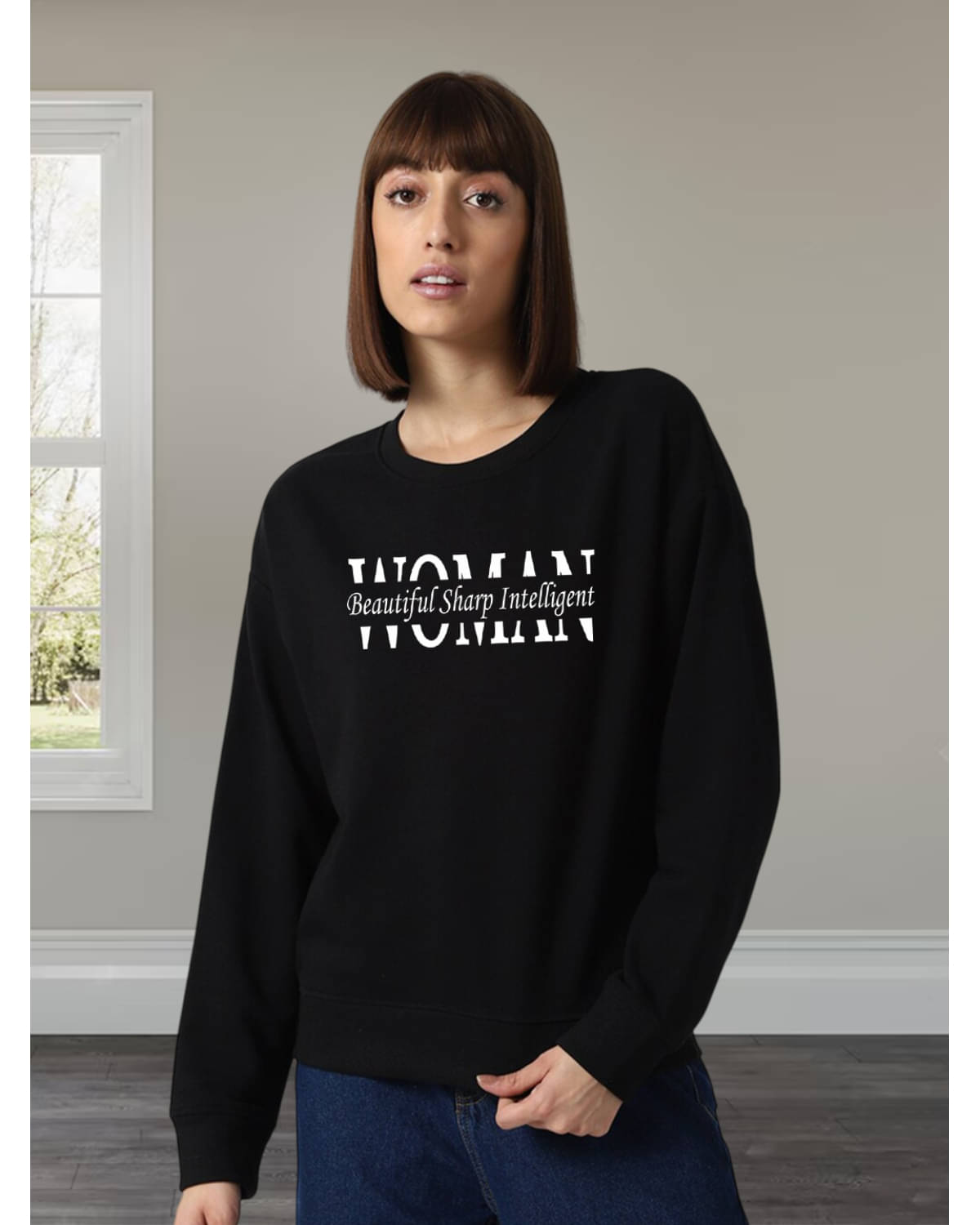 Unicus Apparel Fleece Women's Non Hooded Sweatshirt ( Black ) Unicus Apparel Fleece Women's Non Hooded Sweatshirt ( Black )