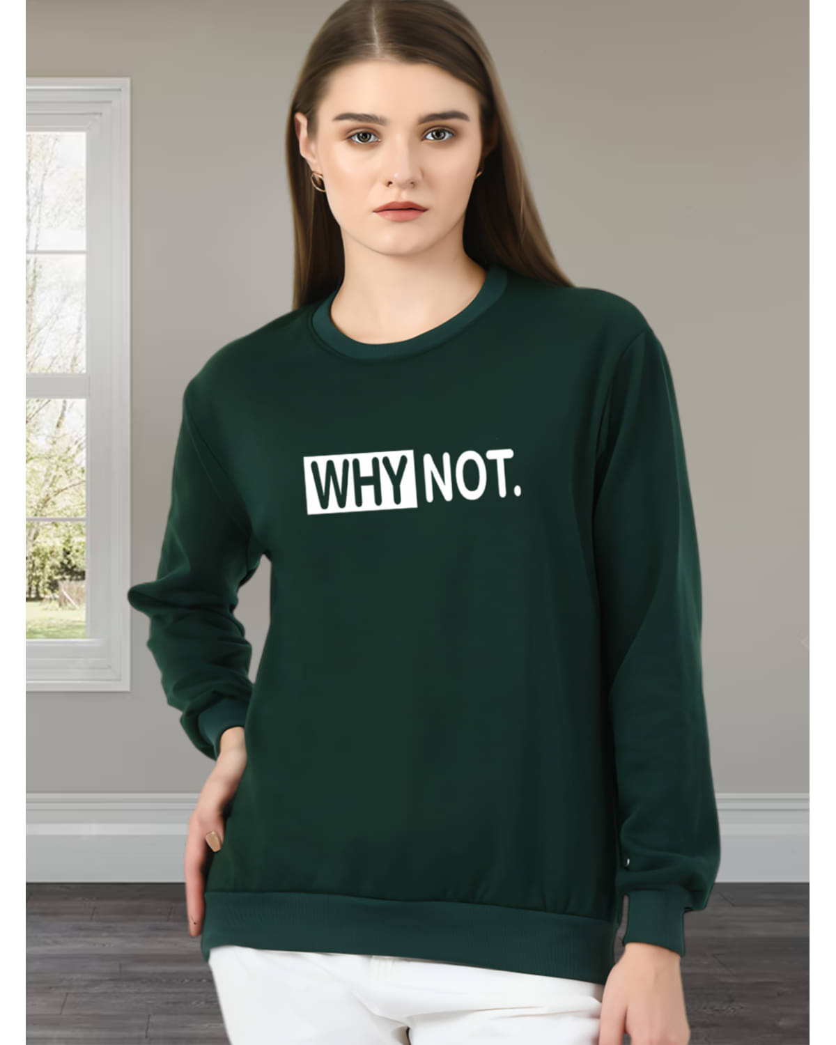 Unicus Apparel Fleece Women's Non Hooded Sweatshirt ( Green ) Unicus Apparel Fleece Women's Non Hooded Sweatshirt ( Green )