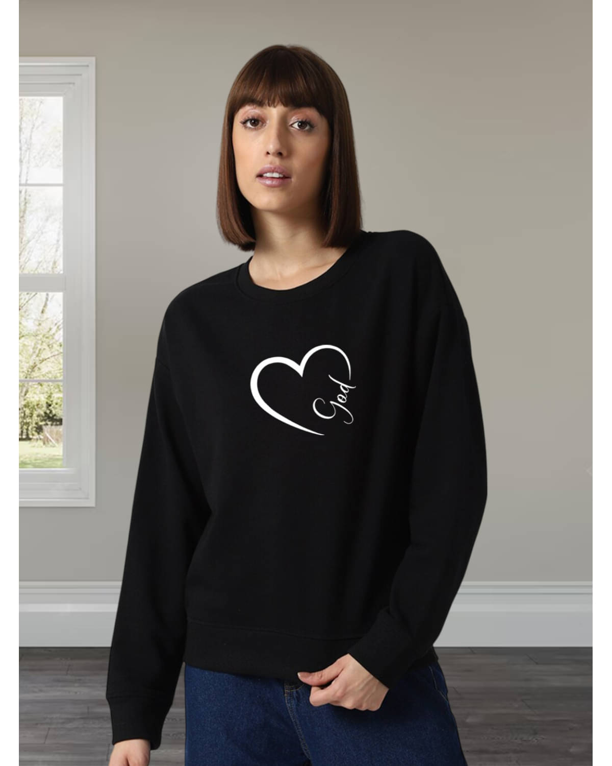 Unicus Apparel Fleece Women's Non Hooded Sweatshirt ( Black ) Unicus Apparel Fleece Women's Non Hooded Sweatshirt ( Black )