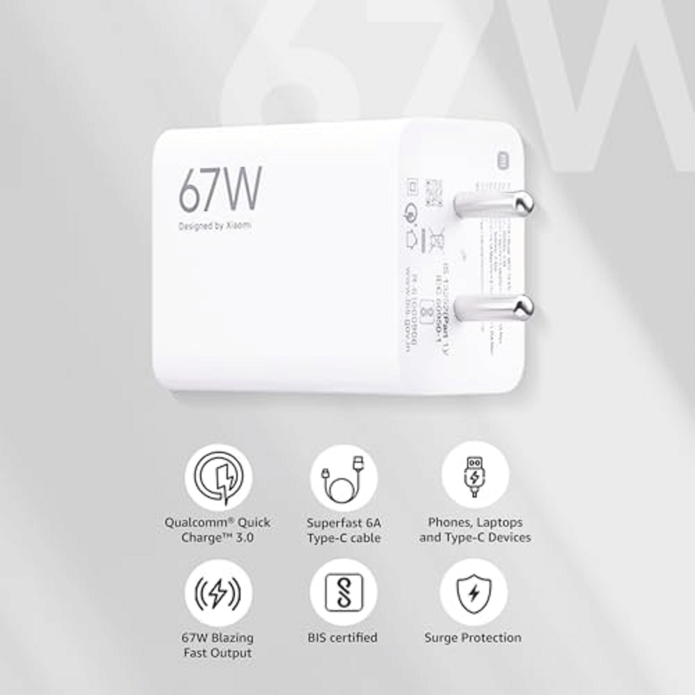     			Universal 67W  Charger with  Type-C to USB Cable | Quick Charging Adapter for  Smartphones & Tablets | Compact, Safe & Travel-Friendly