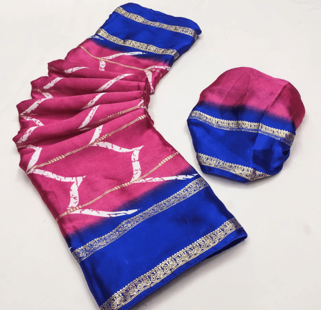     			VAANISRI Chiffon Printed Regular Saree With Unstitched Blouse Piece ( Pink )