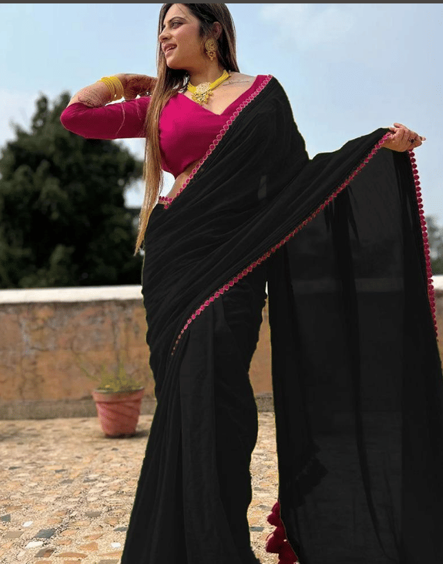 VAANISRI Georgette Self Design Regular Saree With Unstitched Blouse Piece ( Lime Green ) VAANISRI Georgette Self Design Regular Saree With Unstitched Blouse Piece ( Lime Green )