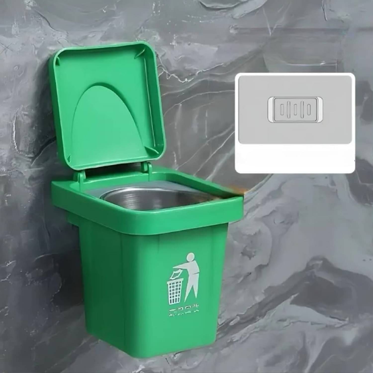     			Wall-Mounted, No-Nail Dual-Use Trash Can And Ashtray with a Lid to Prevent from Flying Suitable for Living Rooms, Bedrooms, Bathrooms