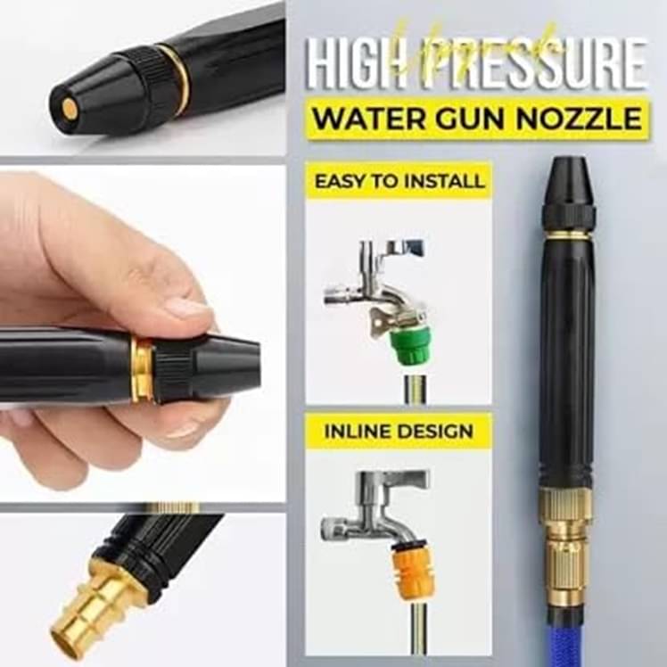     			Water Spray Gun For Car Wash Bike Washing Gun For 1/2" Hose Pipe High Pressure Water Guns Nozzle Adjustable Car Washer Gun Brass Jet Water Spray Nozzle For Garden With 3 Connecter