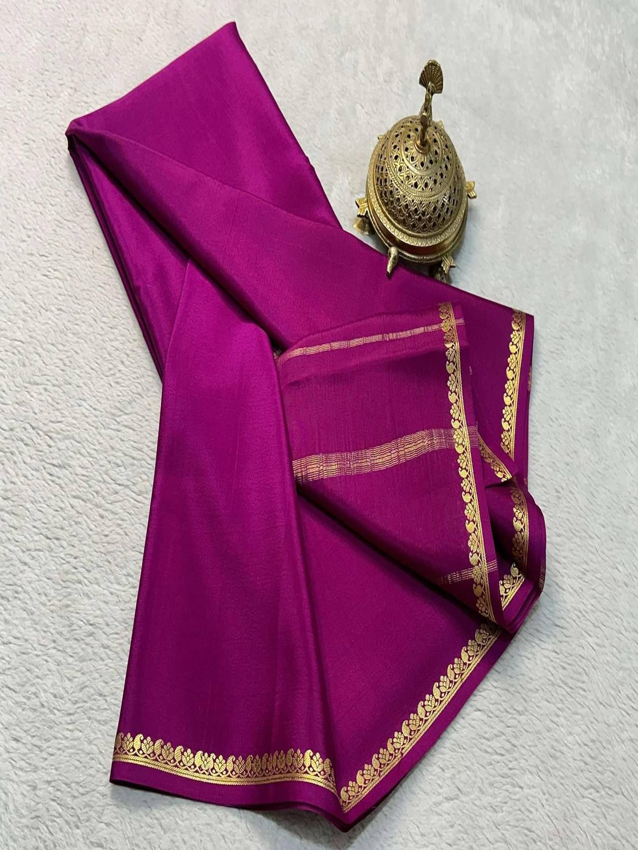YAANA FASHION Cotton Silk Solid Mysore Silk Sarees With Unstitched Blouse Piece ( Wine ) YAANA FASHION Cotton Silk Solid Mysore Silk Sarees With Unstitched Blouse Piece ( Wine )
