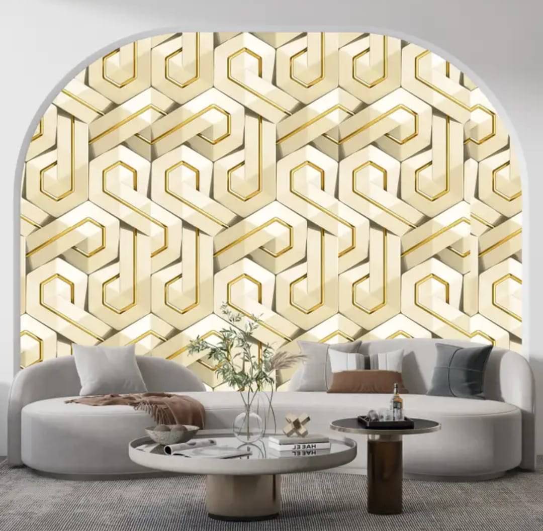 ZAPPYPOP White & Gold Geometric Self Adhesive Wallpaper – 45 x 500 cm (Pack of 1) ZAPPYPOP White & Gold Geometric Self Adhesive Wallpaper – 45 x 500 cm (Pack of 1)