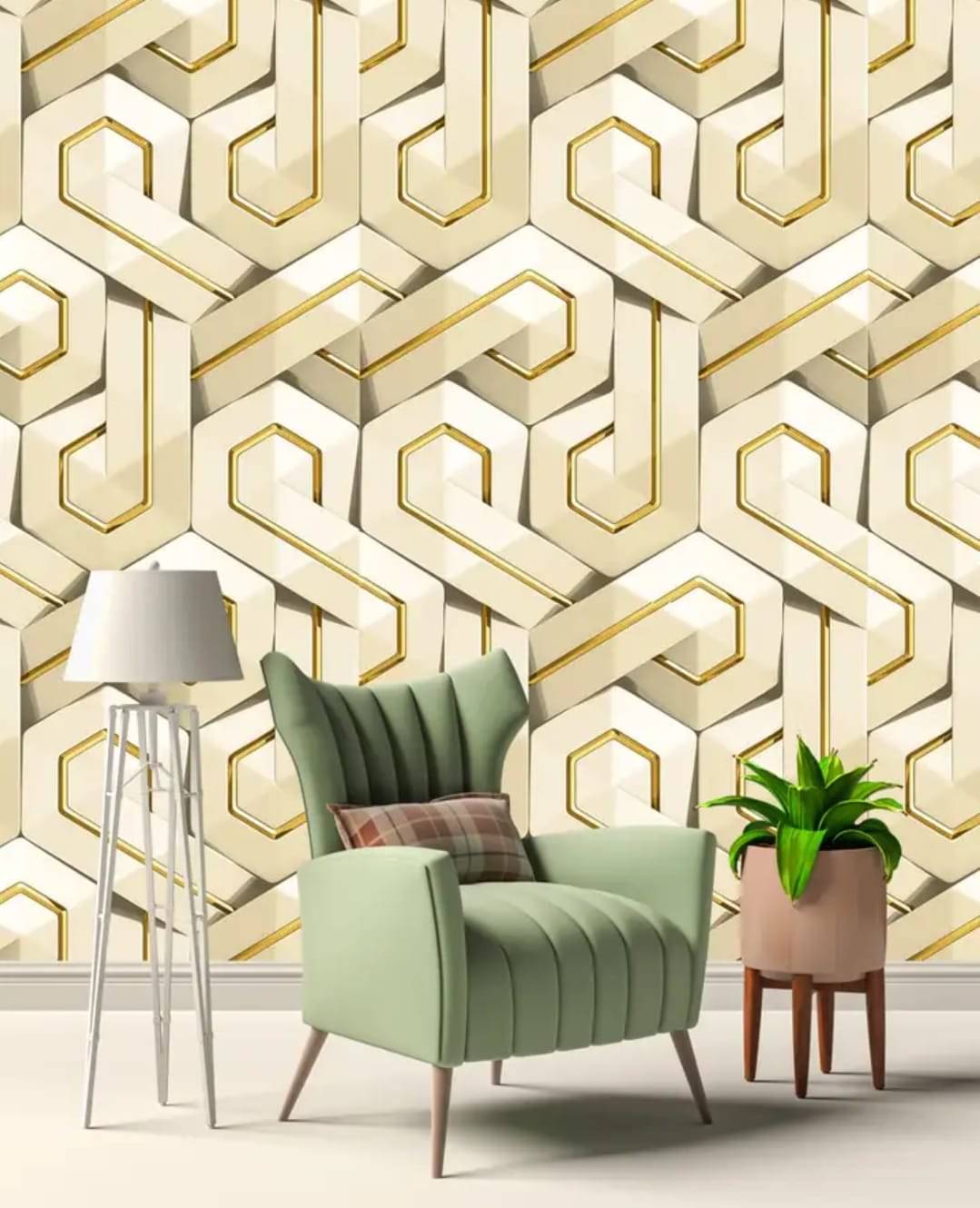 ZAPPYPOP White & Gold Geometric Self Adhesive Wallpaper – 45 x 500 cm (Pack of 1) ZAPPYPOP White & Gold Geometric Self Adhesive Wallpaper – 45 x 500 cm (Pack of 1)