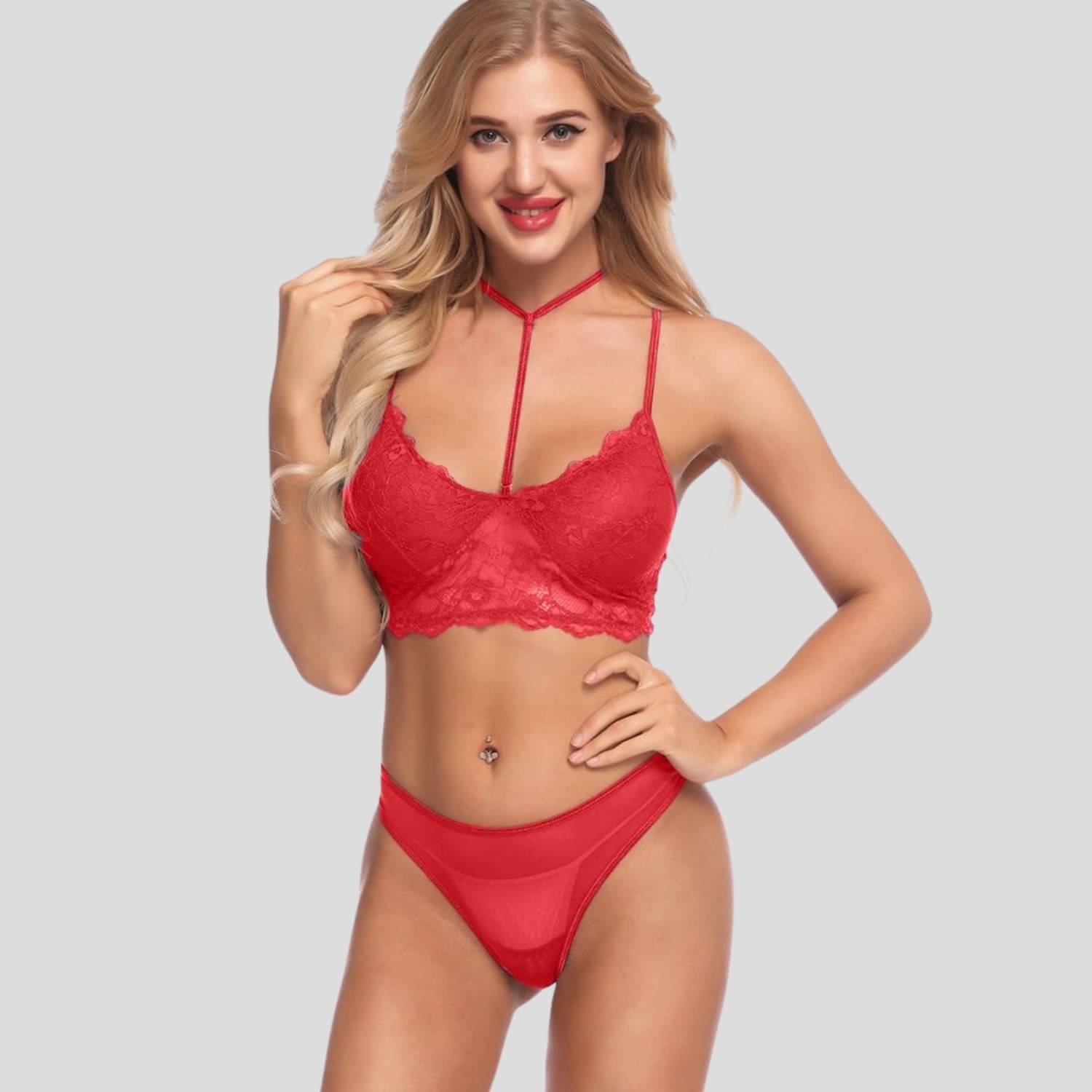 Zerjama Lace Non Padded Bra & Panty Set ( Red , Pack of 1 ) Zerjama Lace Non Padded Bra & Panty Set ( Red , Pack of 1 )