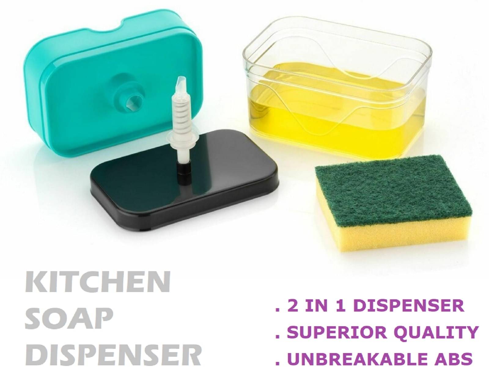 forral 2-in-1 Soap Dispenser for Kitchen and Sponge Holder Dish Soap Dispenser Kitchen Sink dishwashing for Dishwasher Liquid Holder Instant Refill Durable forral 2-in-1 Soap Dispenser for Kitchen and Sponge Holder Dish Soap Dispenser Kitchen Sink dishwashing for Dishwasher Liquid Holder Instant Refill Durable