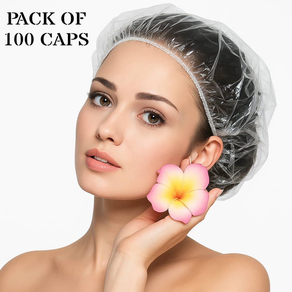     			sakimo White Plastic Shower Cap ( 5 or more pcs )